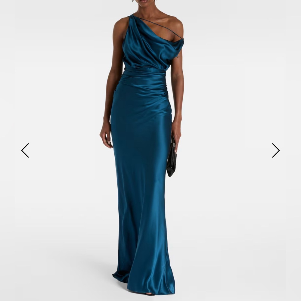NWT THE SEI Draped silk satin gown Asymmetric  sky 65" from shoulder-hem size 2